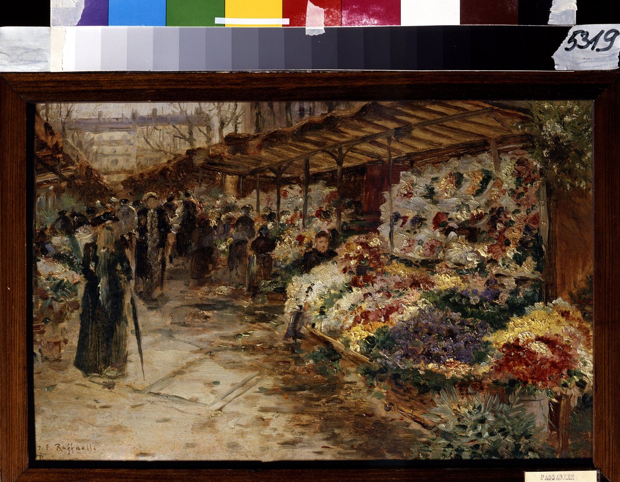 Blomstermarked. Maleri av Jean Francois Raffaelli (1850-1924) av Jean Francois Raffaelli