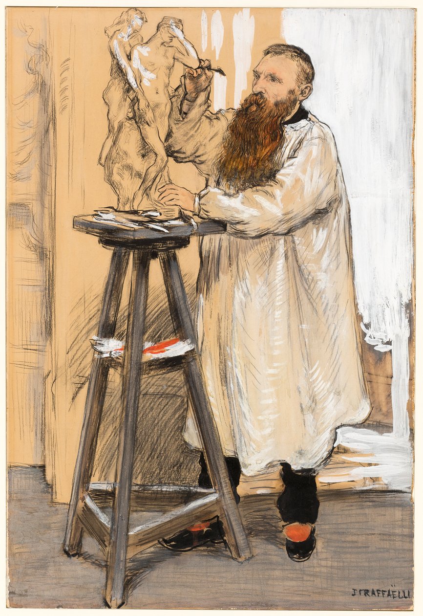 Portrett av billedhuggeren Auguste Rodin i studioet hans av Jean Francois Raffaelli