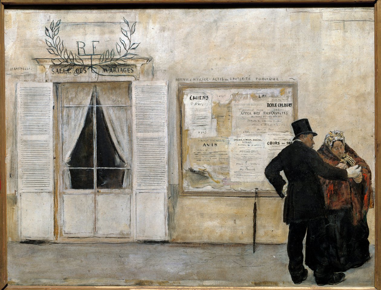 Invitasjonene venter på bryllupet Maleri av Jean francois Raffaelli (1850-1924), før 1884, søn. 0,525x0,685 m, Paris, Musee d