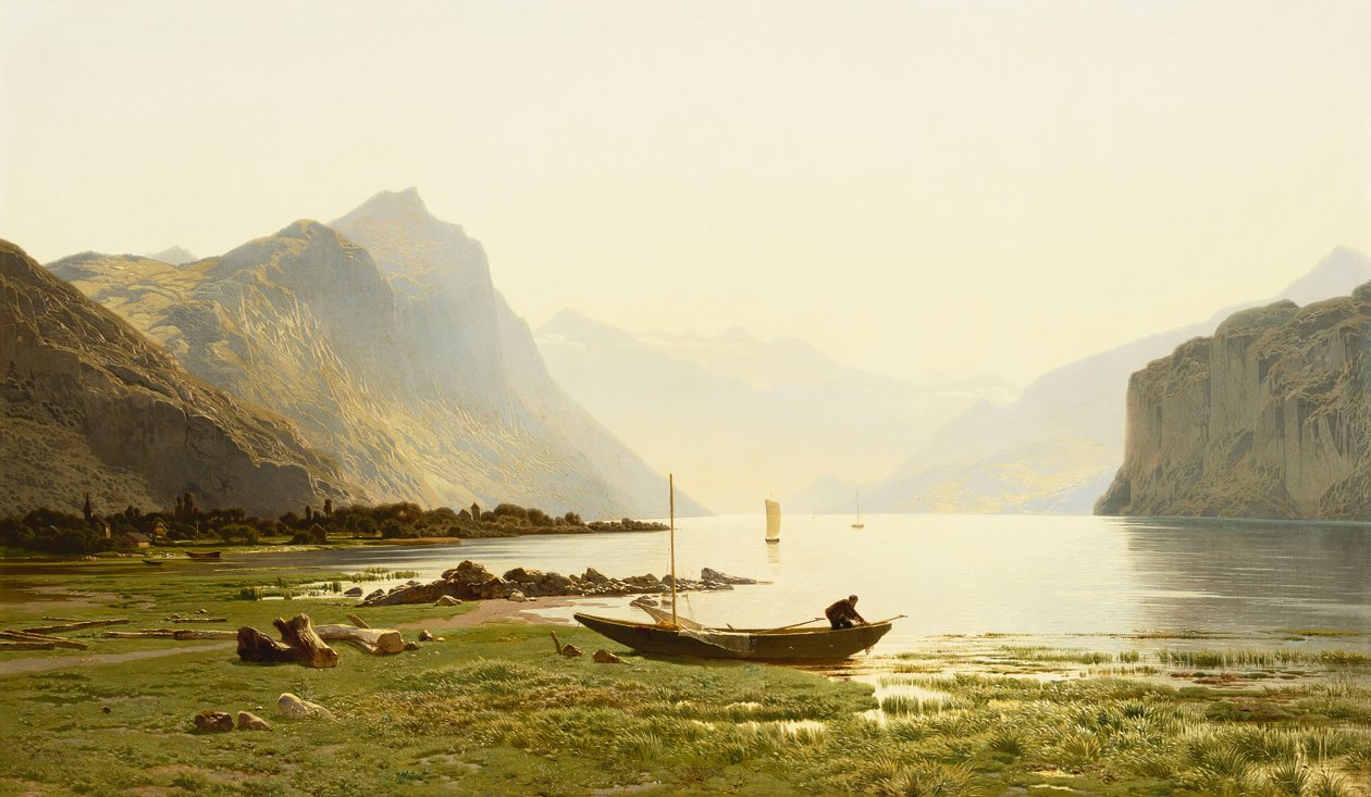 Le Lac Wallenstadt, 1865 av Jean Francois Xavier Roffiaen