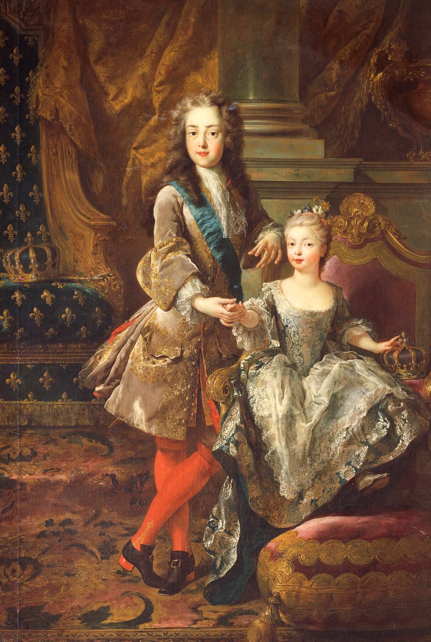 Portrett av Louis XV av Frankrike (Versailles 1710-1774) med Mariana Victoria av Spania, Infanta av Spania (Madrid av Jean François de Troy