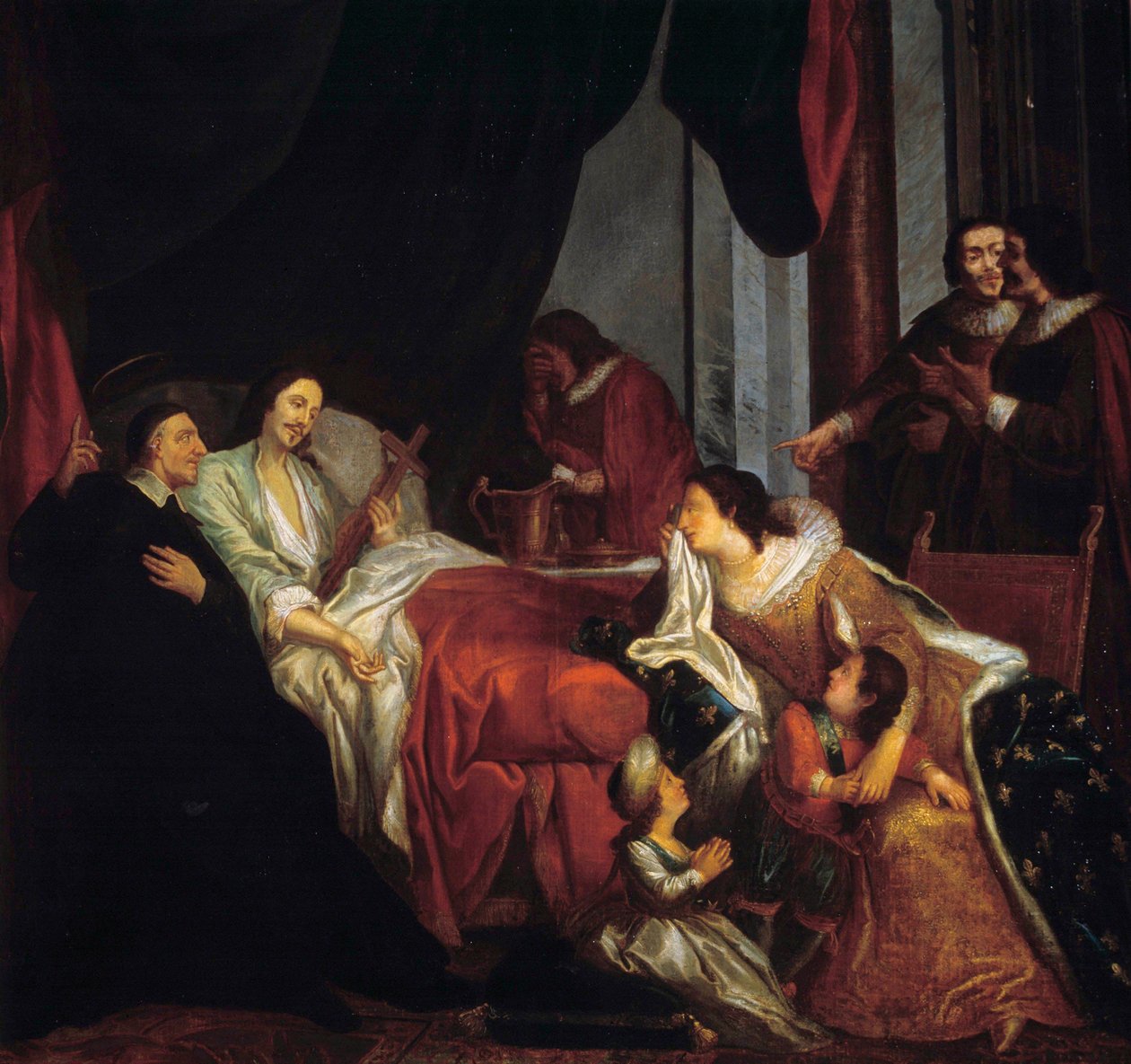 Saint Vincent de Paul (1581-1660) foran dødsleiet til kong Louis XIII Maleri av Jean Francois de Troy (1679-1752) Paris fra 1600-tallet. Lazarist-oppdrag av Jean François de Troy