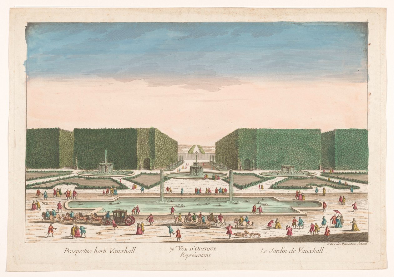 Utsikt over Vauxhall Gardens i London 76. Optisk visning som representerer Vauxhall Garden (tittel på objekt) av Jean François Daumont