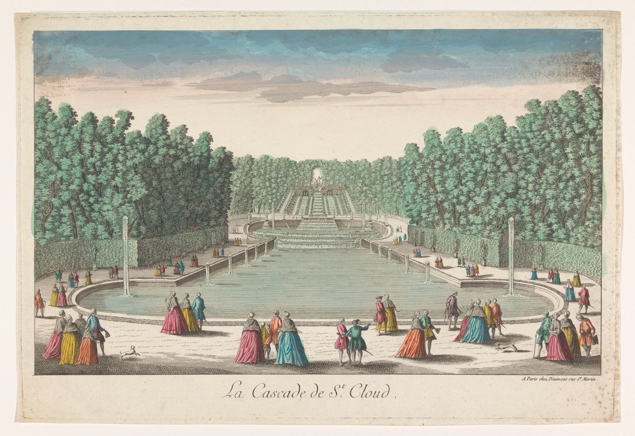 Utsikt over kaskadene i hagen til Château de Saint-Cloud La cascade de St. Cloud (tittel på objekt) av Jean François Daumont