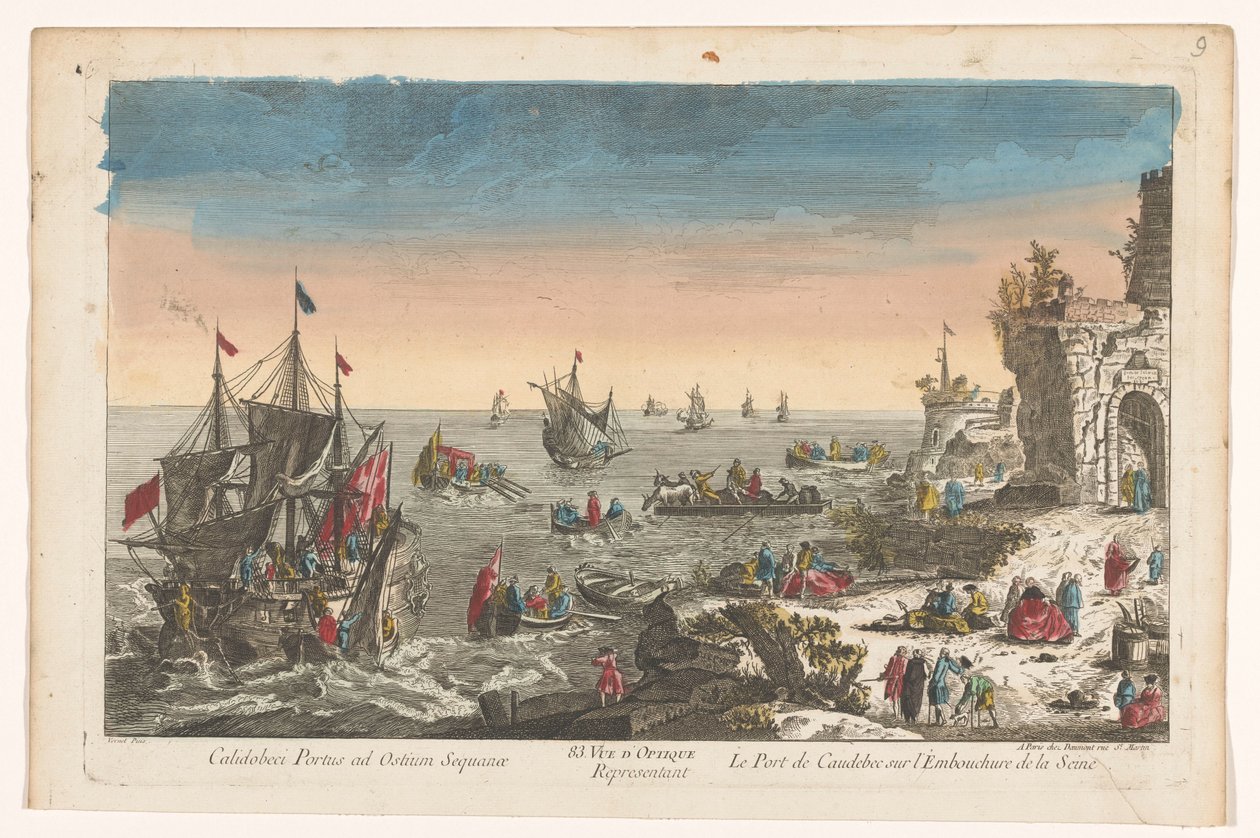 Utsikt over havnen ved Caudebec ved munningen av elven Seinen 83. Vue d