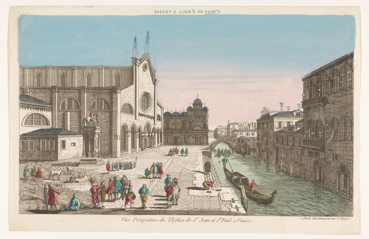 Utsikt over kirken Santi Giovanni e Paolo i Venezia St. Jean et St. Paul a Venise (tittel på objekt) av Jean François Daumont