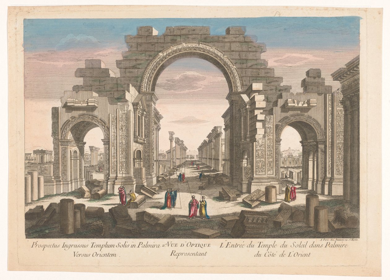 Utsikt over ruinene av søylegangbuen ved Palmyra, sett fra øst 11. Vue d
