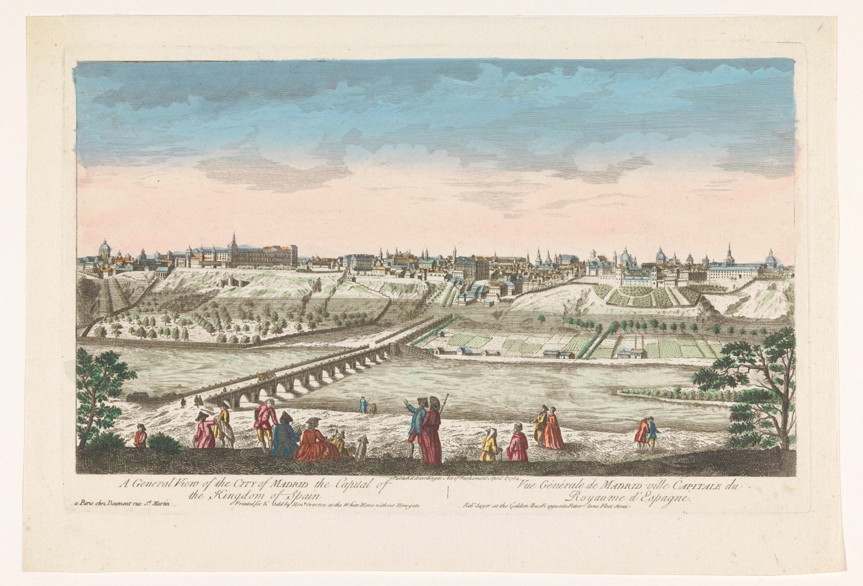 Utsikt over byen Madrid En generell oversikt over byen Madrid, hovedstaden i kongeriket Spania (tittel på objekt) av Jean François Daumont