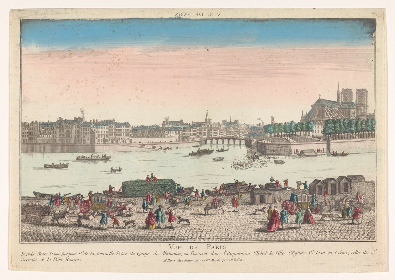 Utsikt over byen Paris sett fra Quai de Miramion Vue de Paris (tittel på objekt) av Jean François Daumont