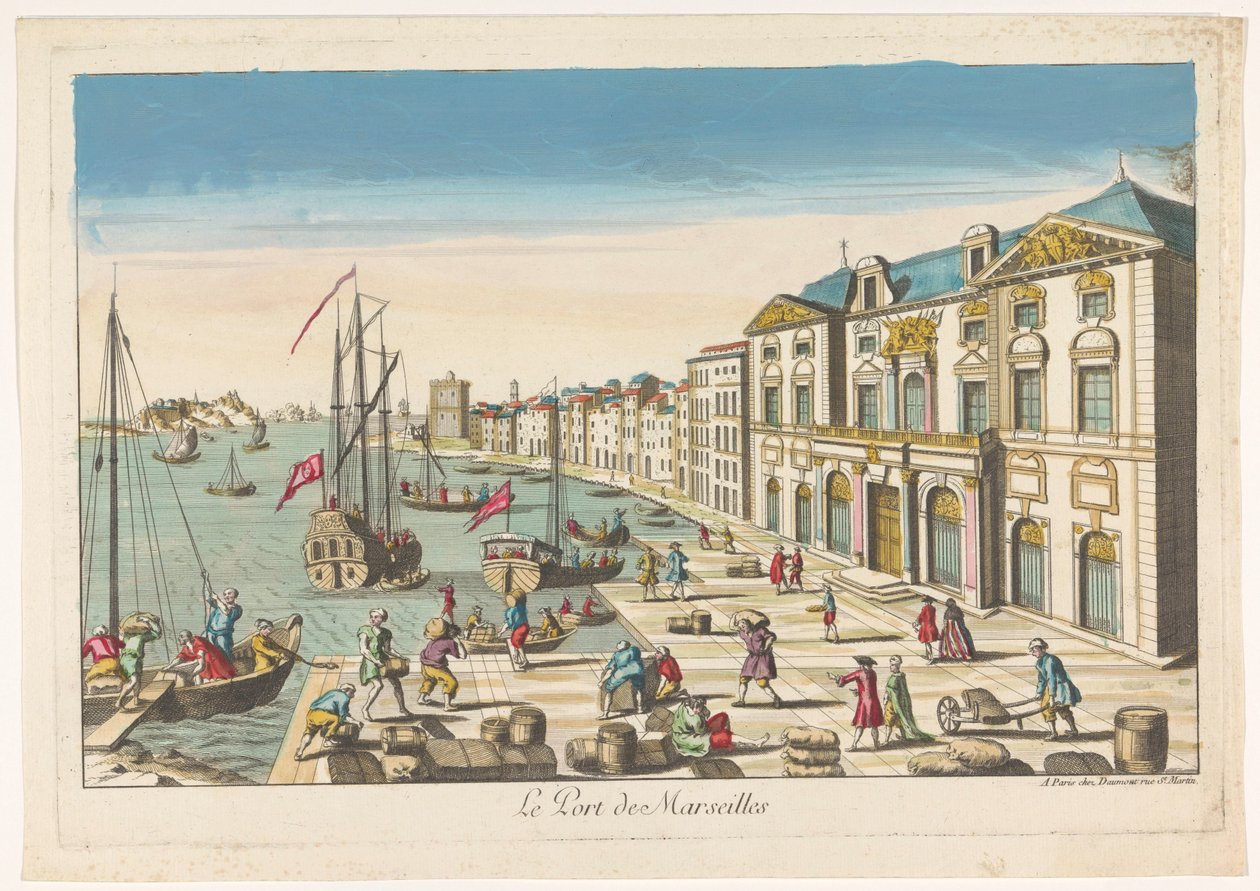 Utsikt over rådhuset og havnen i Marseille Le port de Marseille (tittel på objekt) av Jean François Daumont