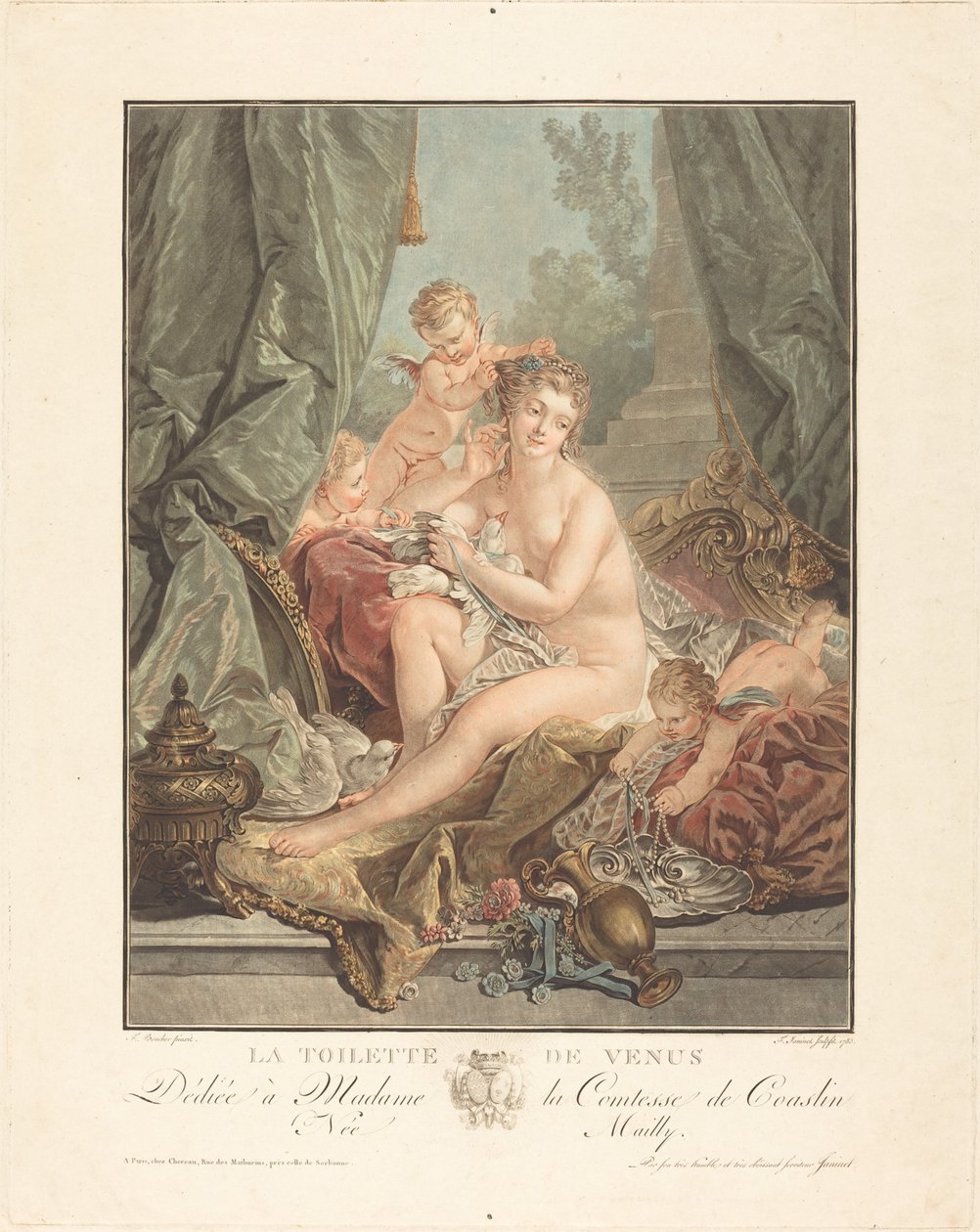 Venus sitt toalett av Jean François Janinet after François Boucher
