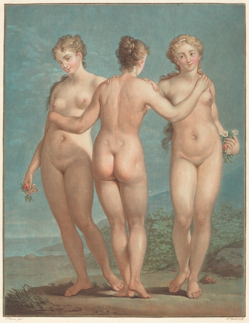 De tre nådene av Jean François Janinet after Giovanni Antonio Pellegrini