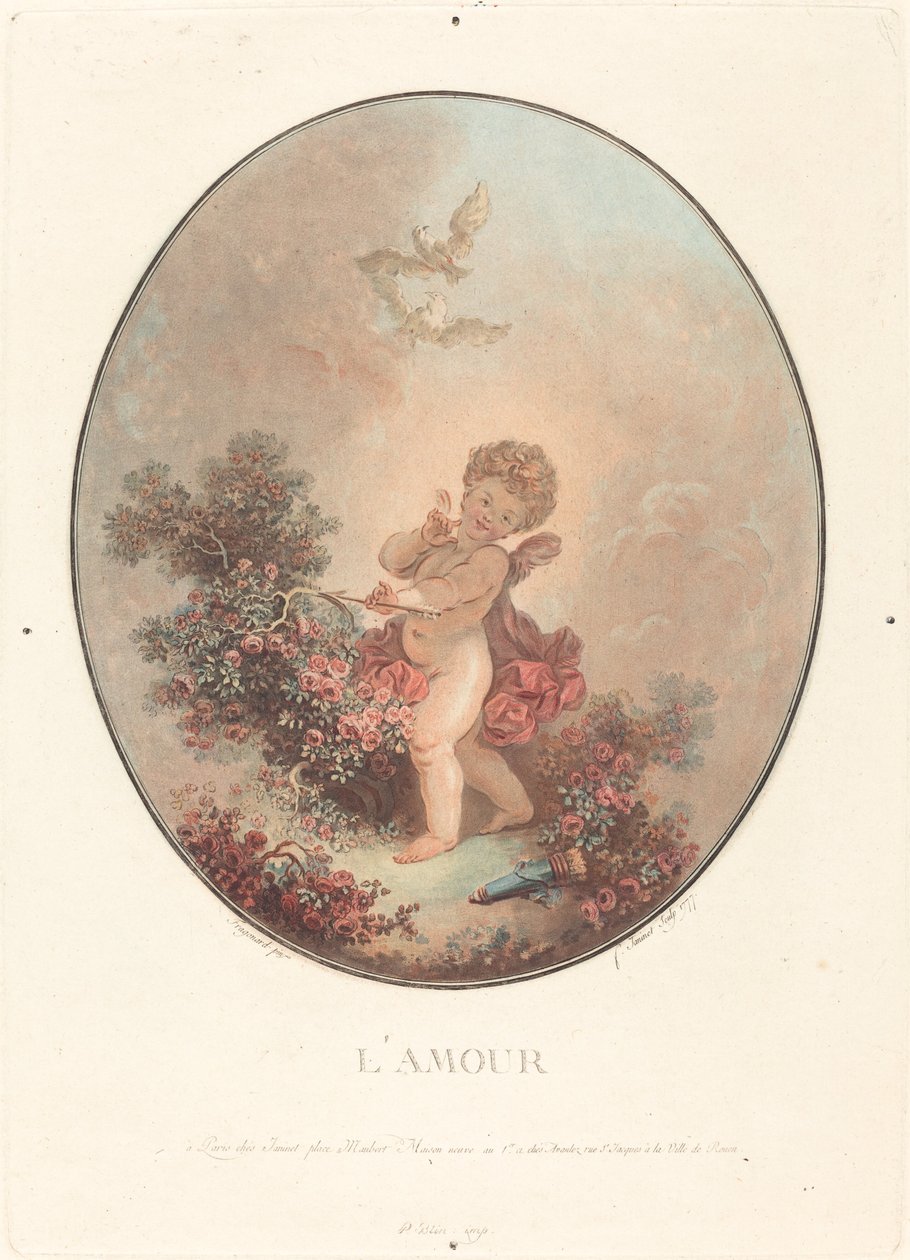 kjærlighet av Jean François Janinet after Jean Honoré Fragonard