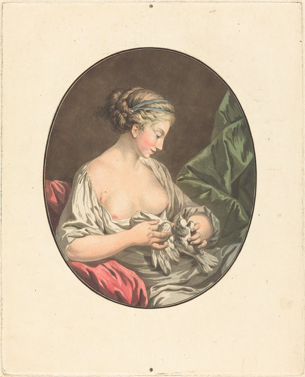 Venus med duer av Jean François Janinet after Jean Jacques François Le Barbier I