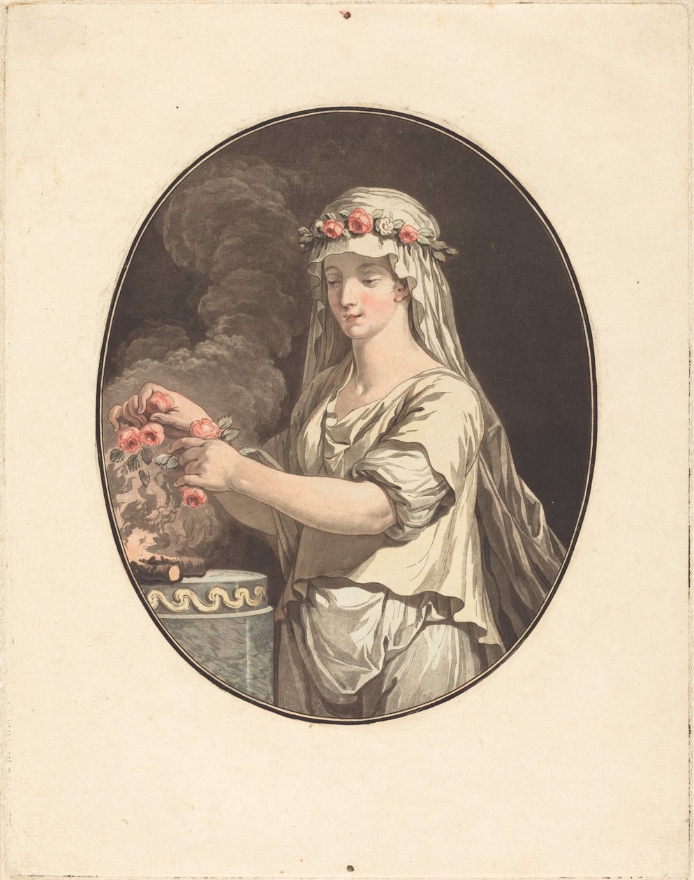 Den unge vestalen av Jean François Janinet after Jean Jacques François Le Barbier I