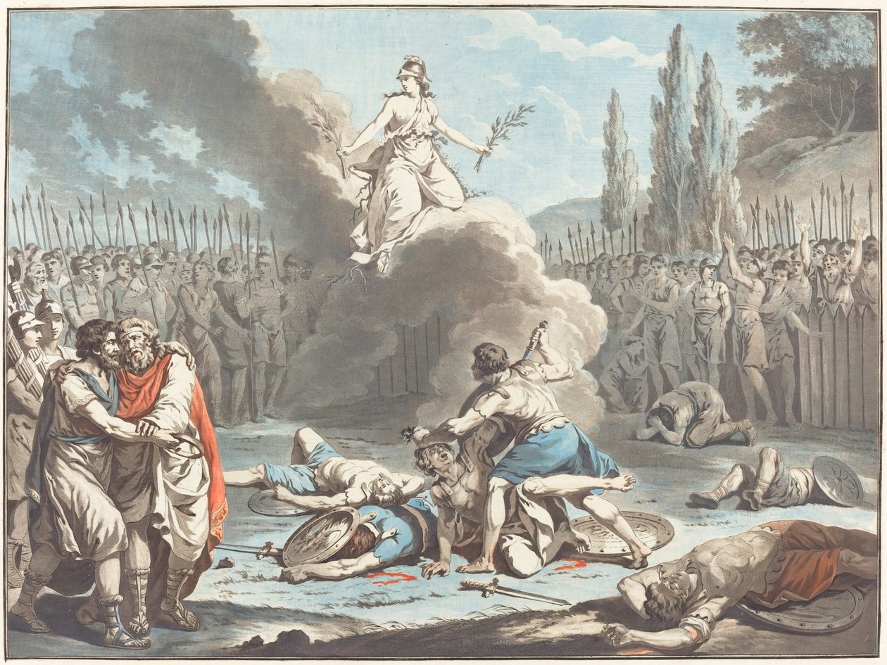 Kampen mellom Horatii og Curatii av Jean François Janinet after Jean Jacques François Le Barbier I