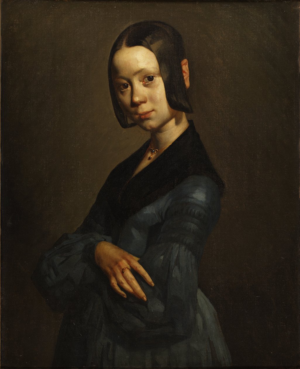 Portrett av Pauline Ono i blått av Jean-Francois Millet