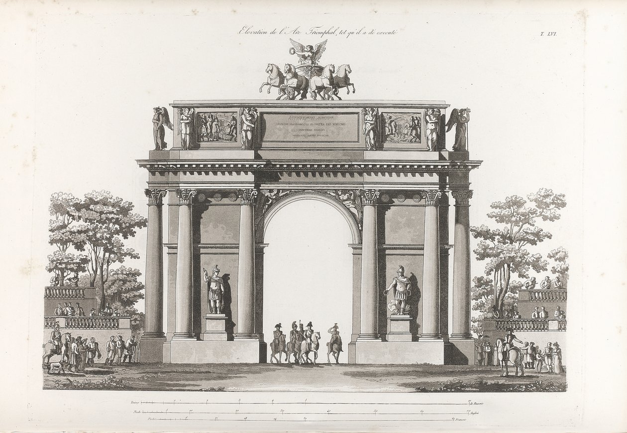 Triumfbue. Fra: Samling av fasader til de viktigste monumentene bygget i St.-Petersburg, 180 av Jean François Thomas de Thomon