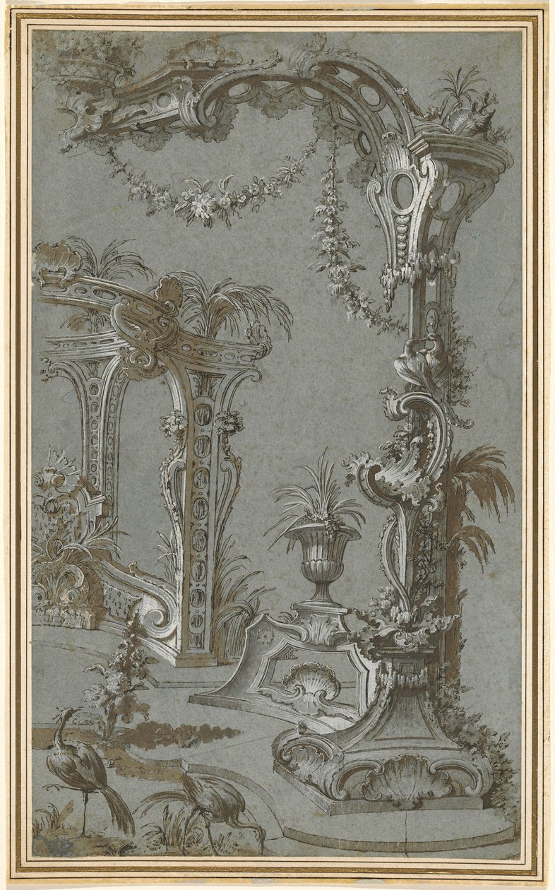 Et Rococo Garden Trellis and Gazebo av Jean François de Cuvilliés I