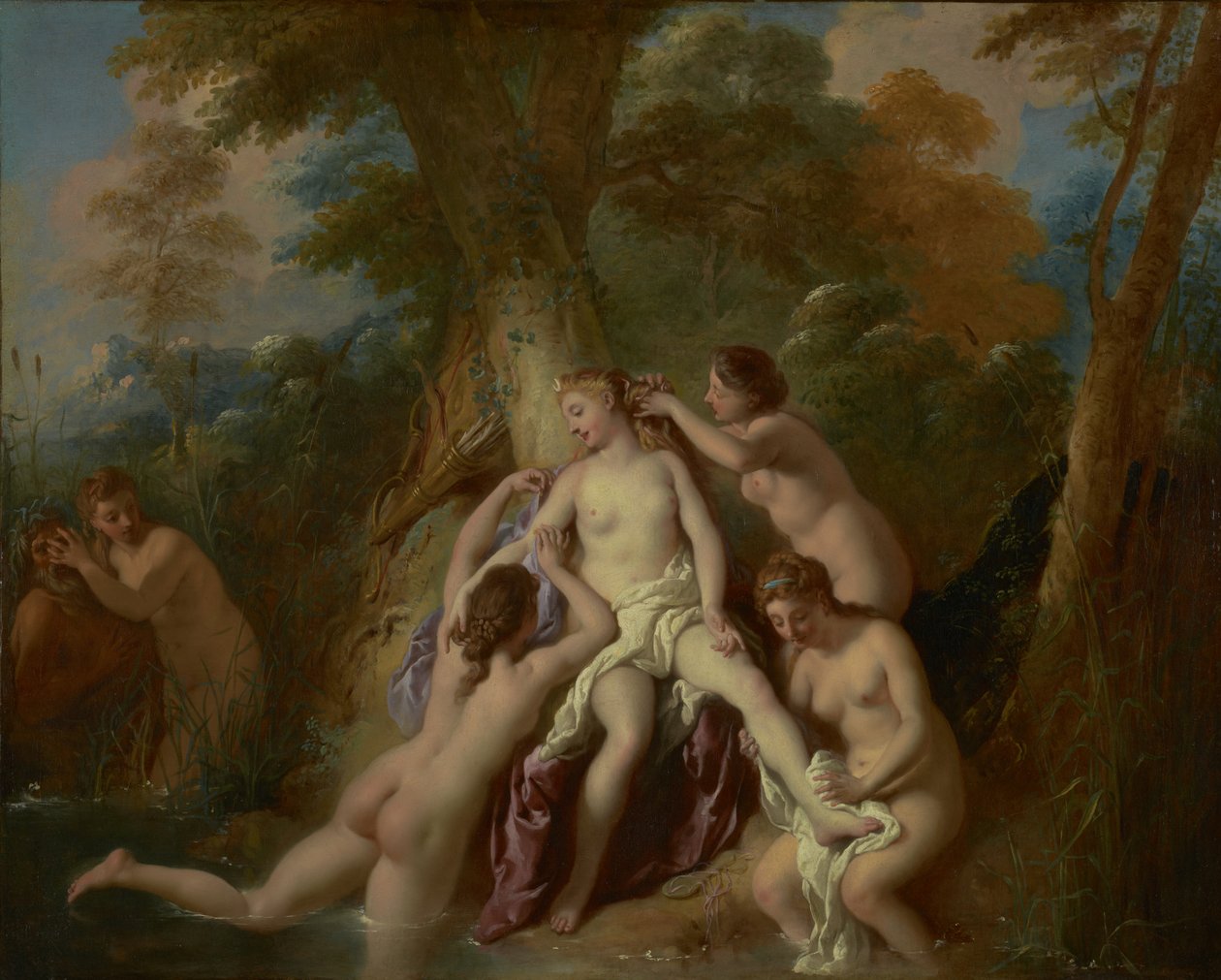 Diana og nymfene hennes bader, 1722-4 av Jean François de Troy