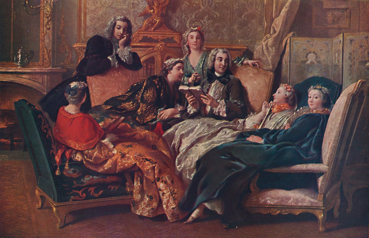 Reading Moliere, 1728, 1937 av Jean François de Troy