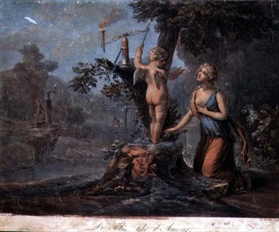 Kjærlighetens semafor, gravert av Pierre Michel Alix (1762-1817) (farget gravering) av Jean Frederic (after) Schall
