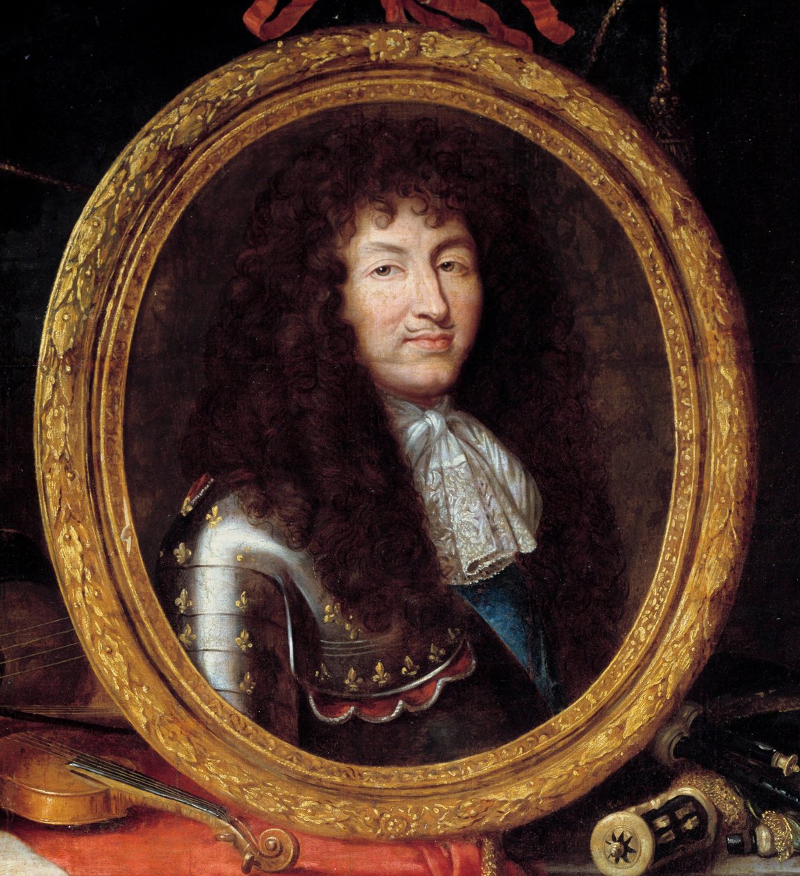 Portrett av Ludvig XIV, konge av Frankrike (1638-1715) Detalj. Maleri av Jean Garnier (1632-1705) 1600-tallet. Mål 1,74 x 2,23 m av Jean Garnier