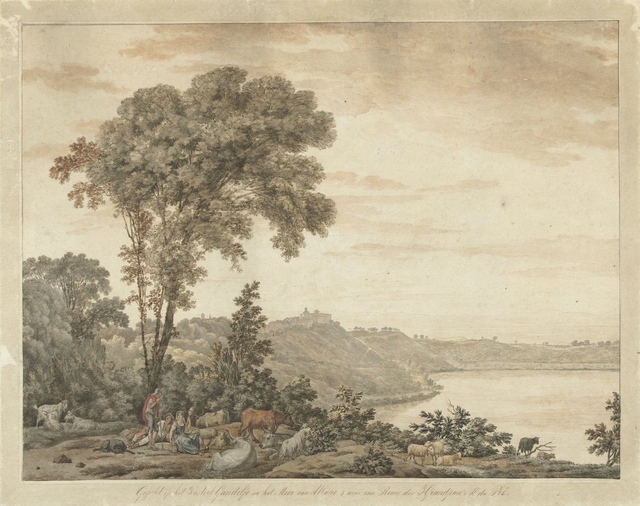 Utsikt over Castel Gandolfo og Albanosjøen av Jean Grandjean