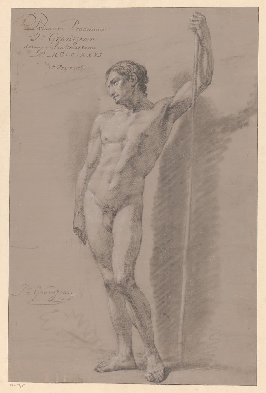 Stående mannlig naken, sett forfra (1. premie 1776) av Jean Grandjean