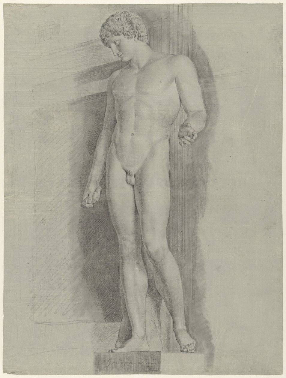 Studie av statuen kalt Albani Antinous av Jean Grandjean