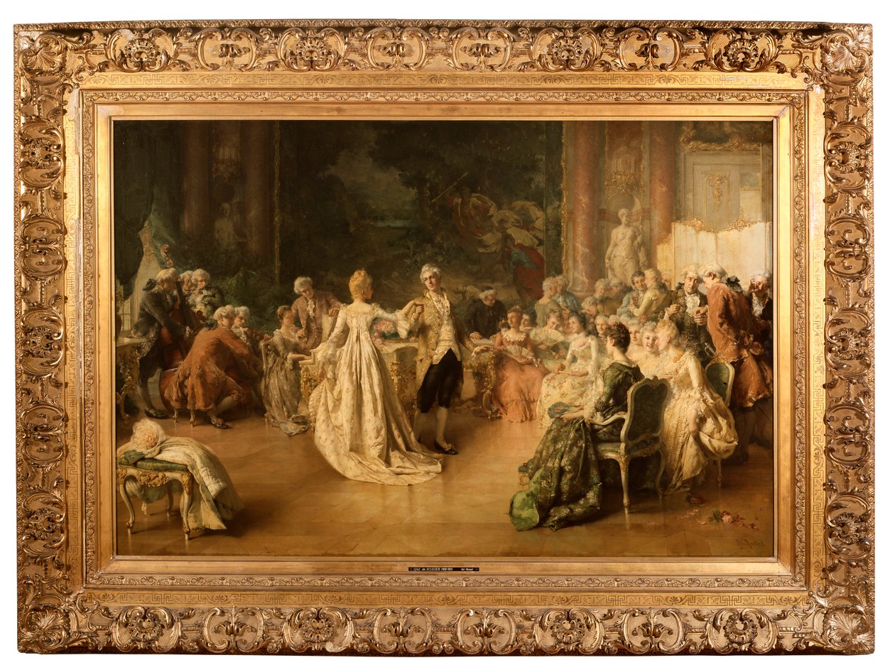 Menuetten (olje på panel) av Jean Guillaume (1858 1931) Rosier