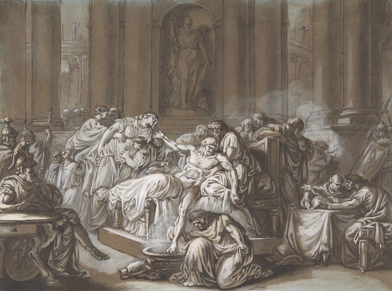 Senecas død, n.d. av Jean Guillaume Moitte