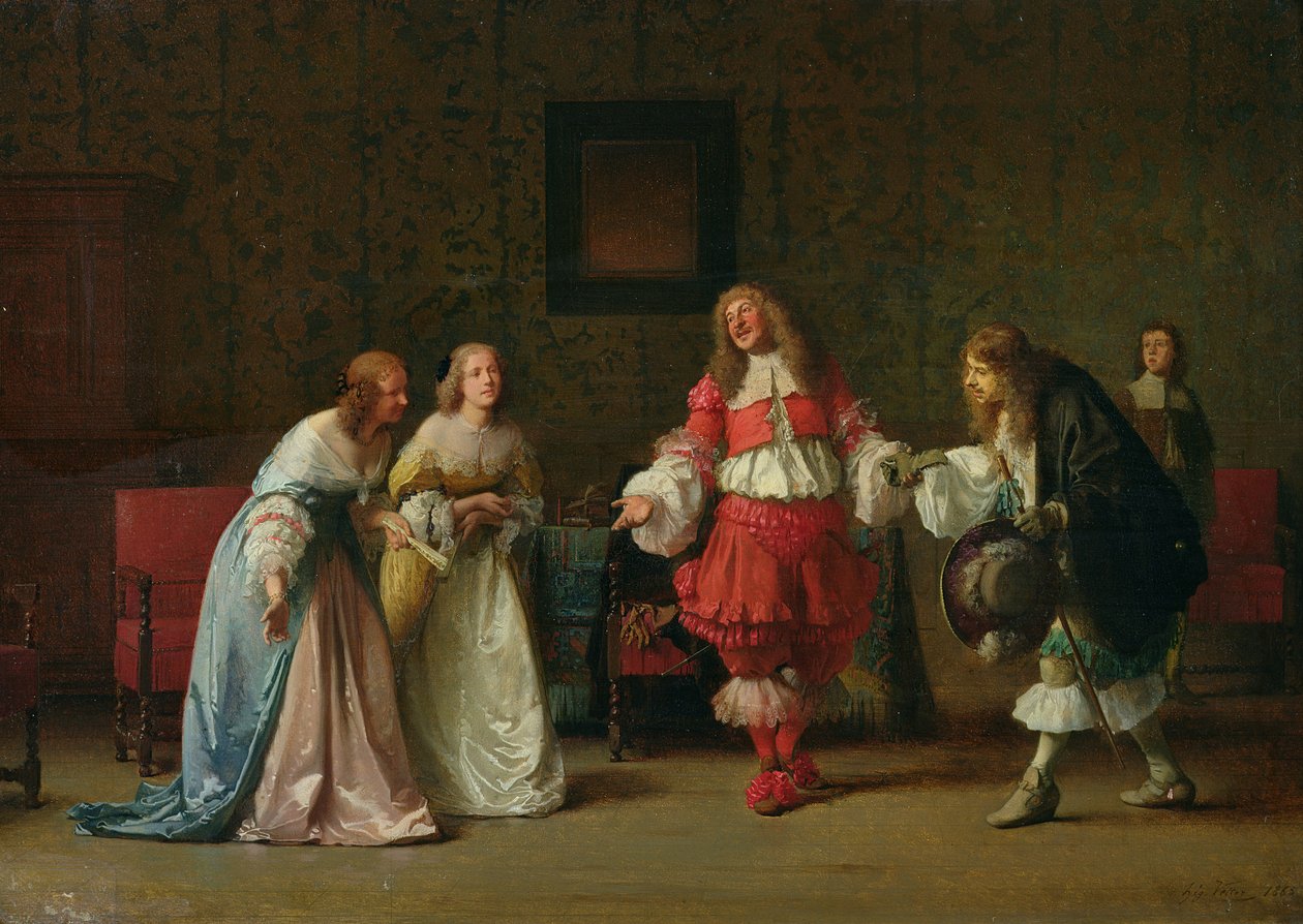 Mascarille presenterer Jodelet for Cathos og Madelon, 1865 av Jean Hegesippe Vetter