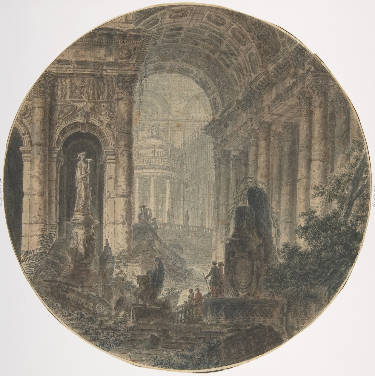 Arkitektonisk fantasi, 1700-tallet. av Jean Henri Alexandre Pernet.