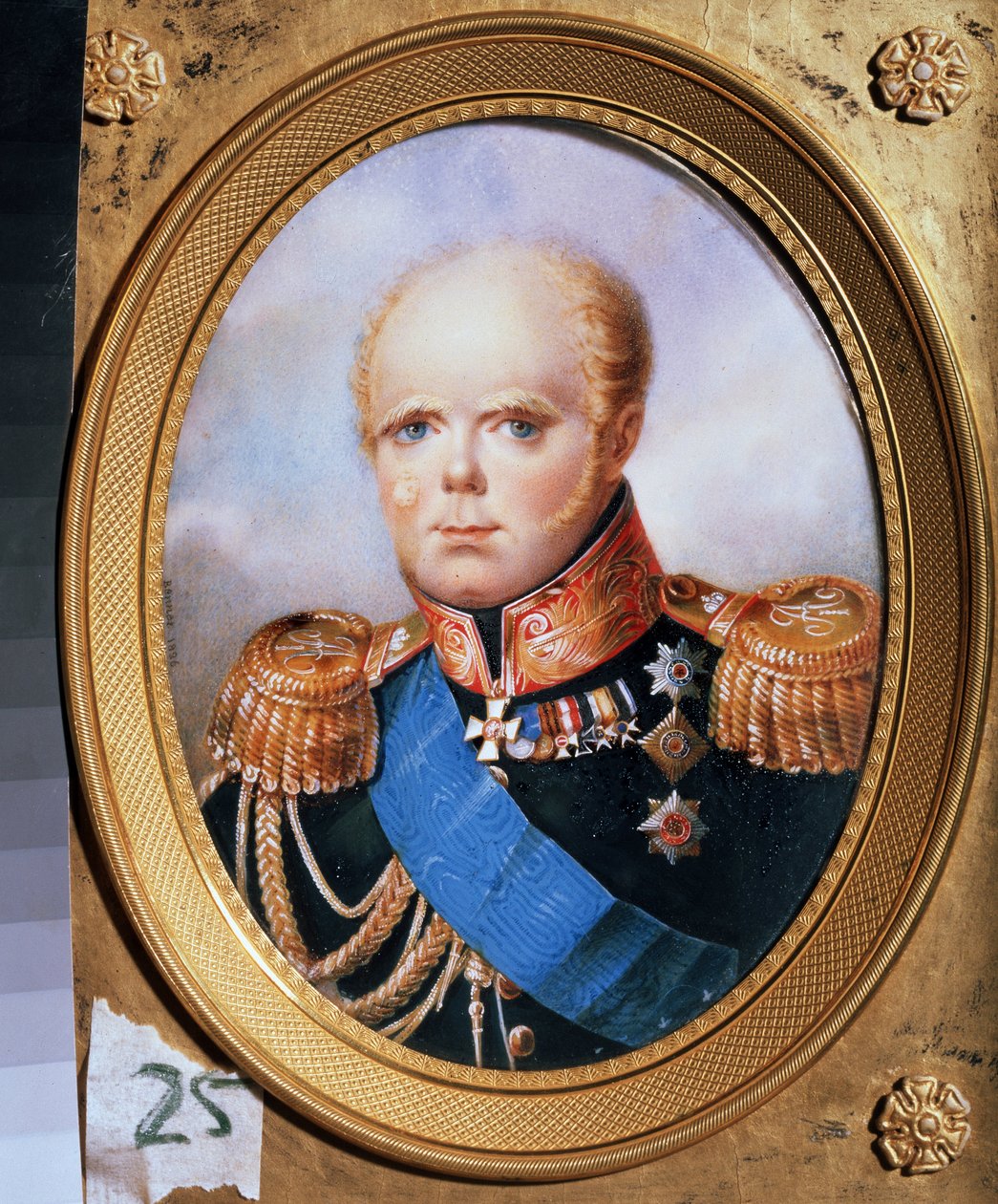 Portrett av storhertug Konstantin Pavlovitsj av Russland (1779-1831) (Portrett av storhertug Konstantin Pavlovitsj av Russland). Maleri av Jean Henri Benner (1776-1836). Akvarell på papir av Jean Henri Benner