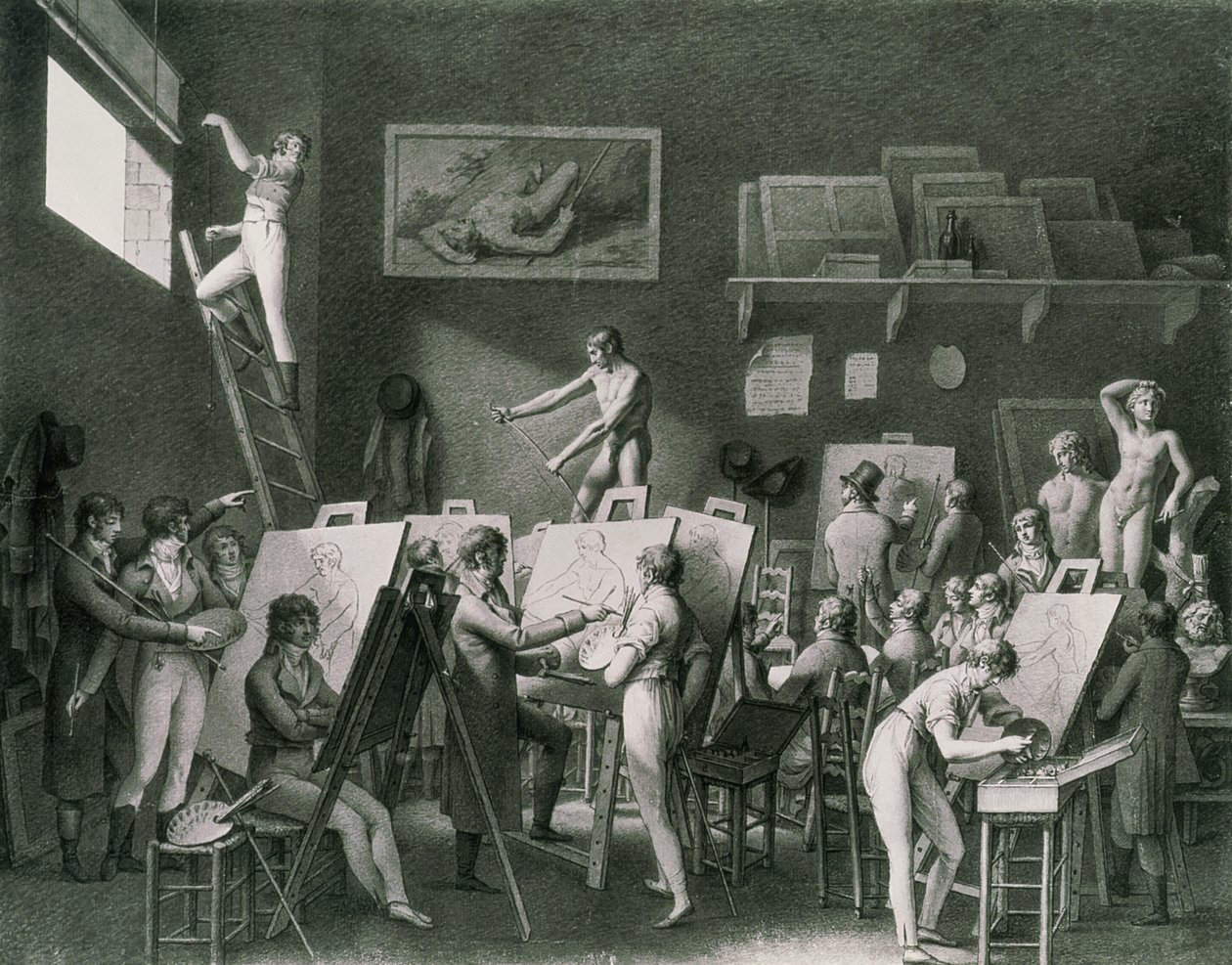Studioet til Jacques Louis David (1748-1825) av Jean Henri Cless