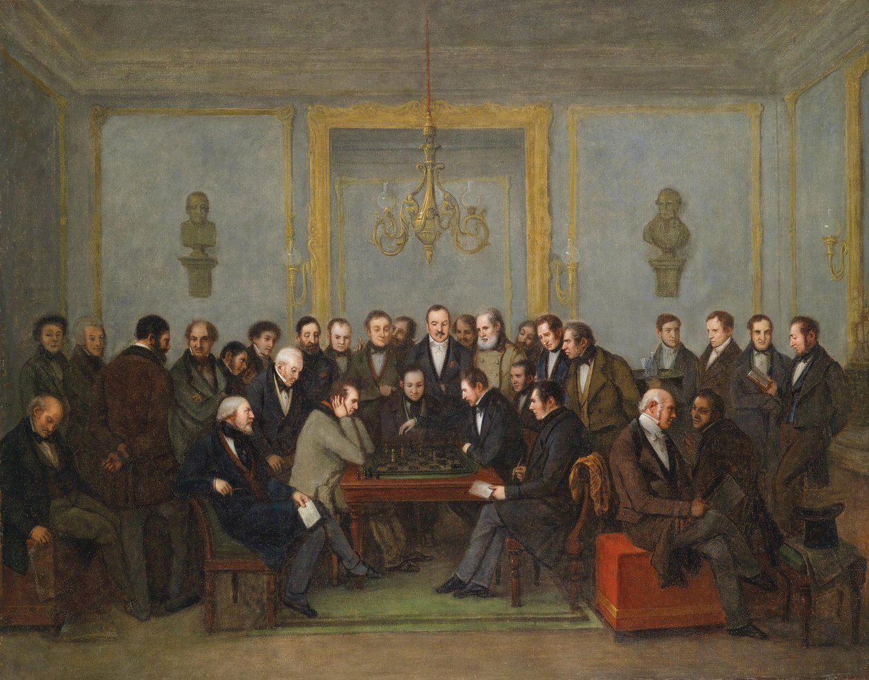 Episk sjakkkamp mellom Pierre Saint Amant og Howard Staunton i 1843 av Jean Henri Marlet