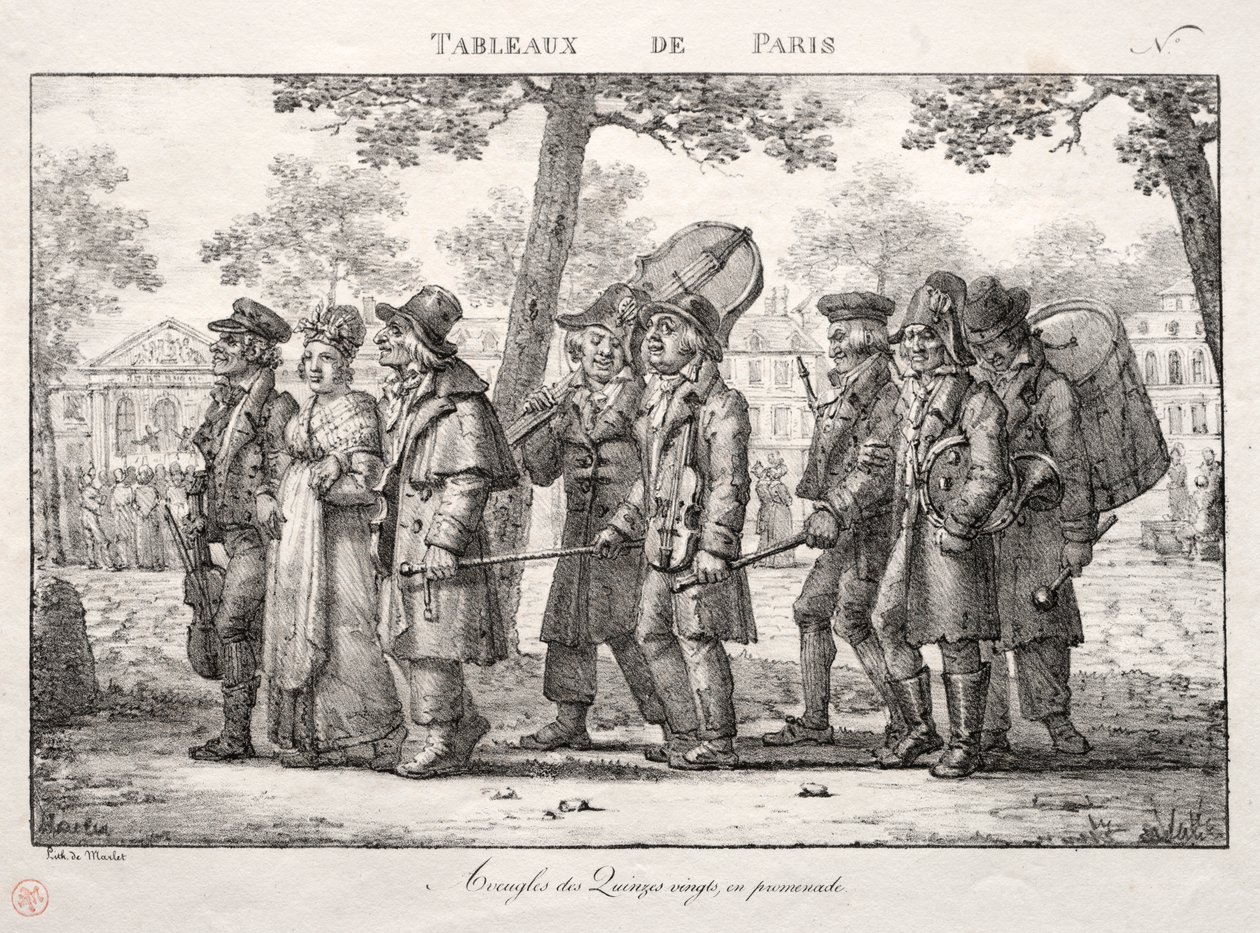 Scenes of Paris: Blind Men from the Quinze Vingts, Walking av Jean Henri Marlet