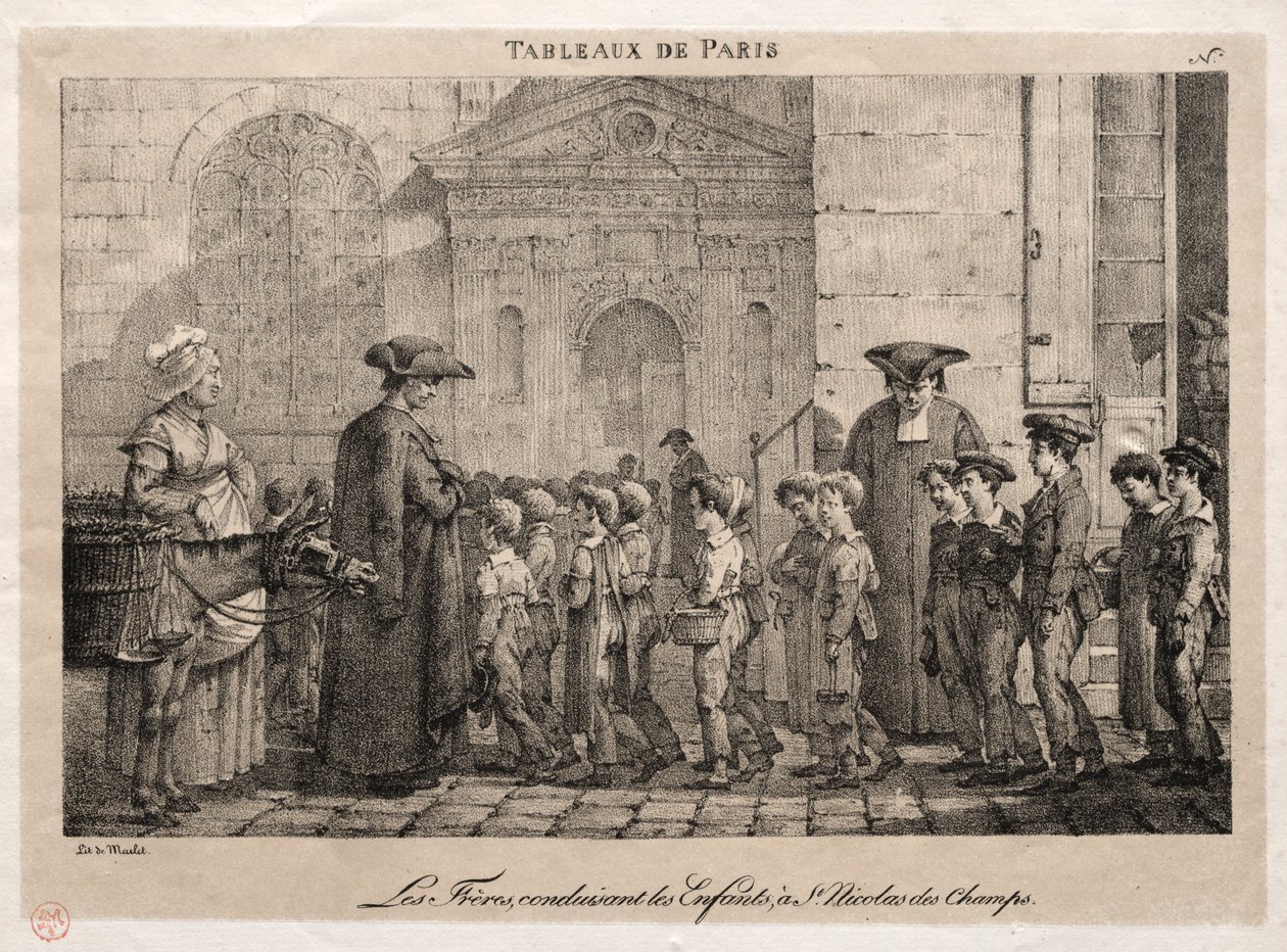 Scenes of Paris: The Brothers Conducting the Children til St. Nicholas of the Fields. av Jean Henri Marlet
