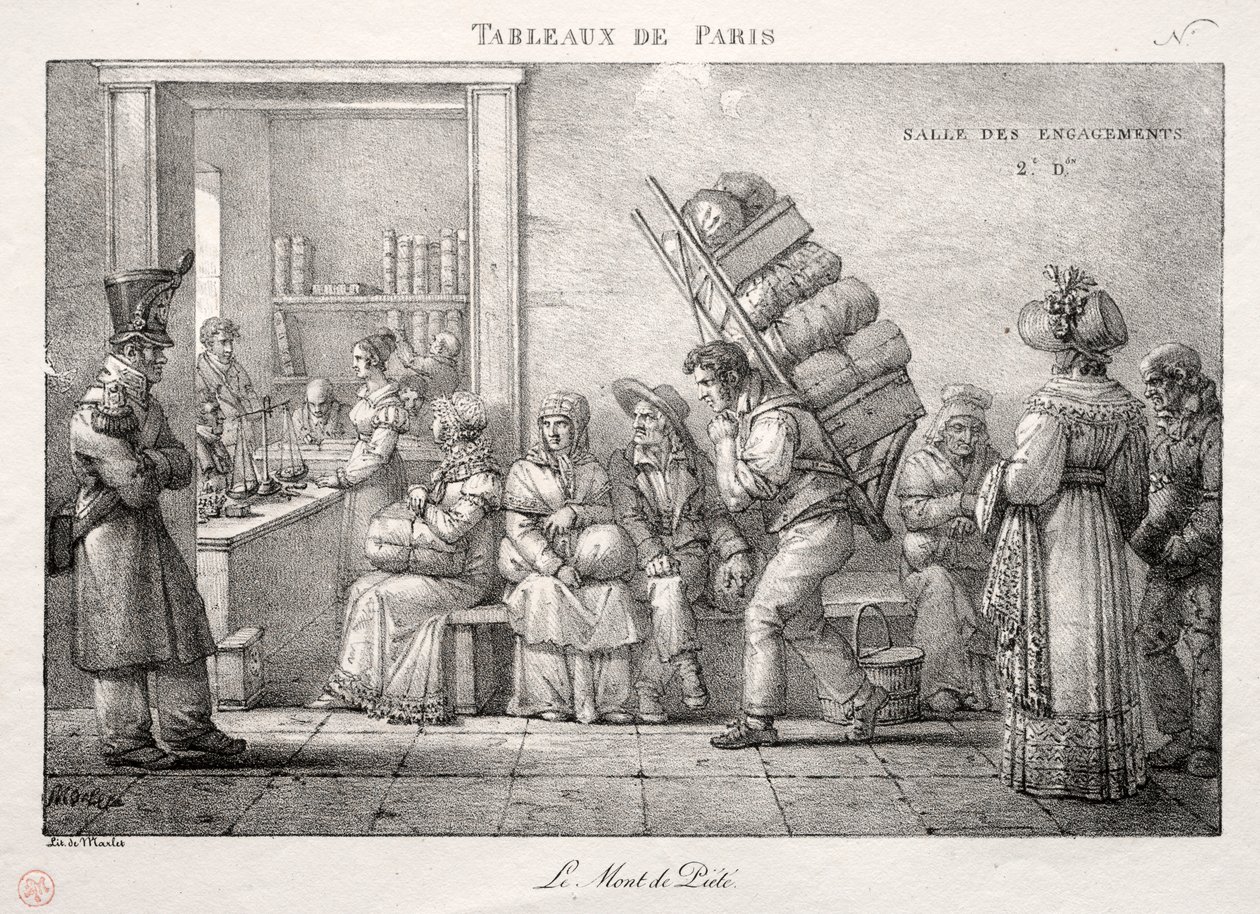 Scenes of Paris: Pantelånerbutikken. av Jean Henri Marlet