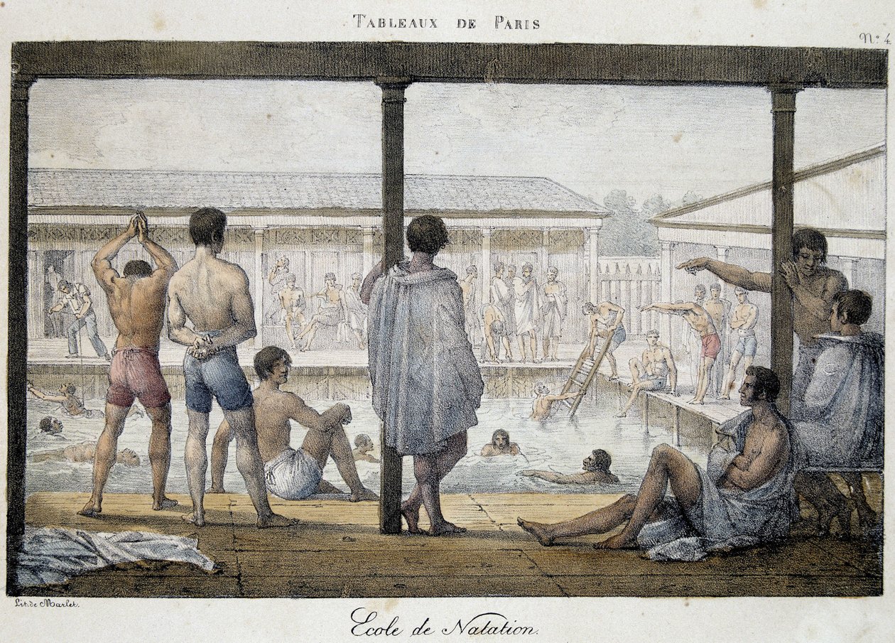 Svømmeskole - i "" Paintings of Paris" av Market av Jean Henri Marlet