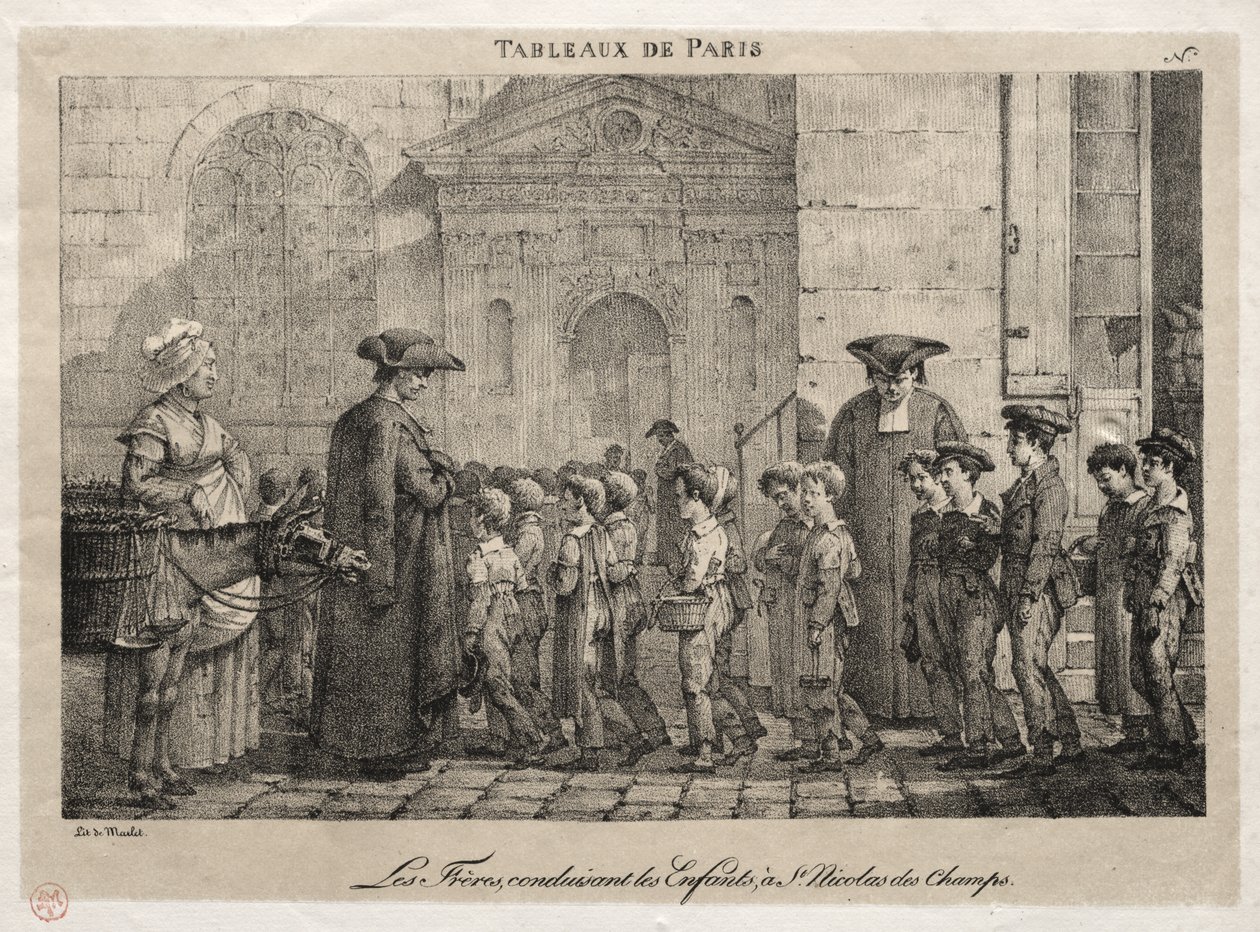 Scenes of Paris: The Brothers Conducting the Children til St. Nicholas of the Fields av Jean Henri Marlet