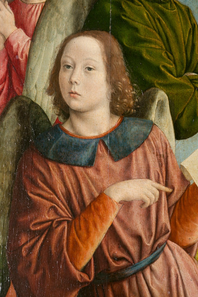 En engel, detalj. Triptych av mesteren av Moulins av Jean Hey