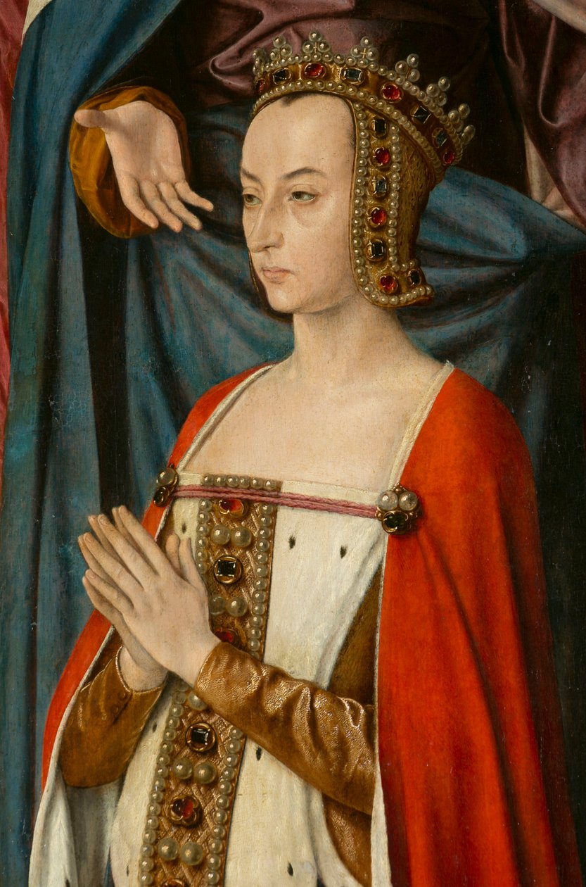 Hertuginne Anne de Beaujeu, detalj. Triptych av mesteren av Moulins av Jean Hey