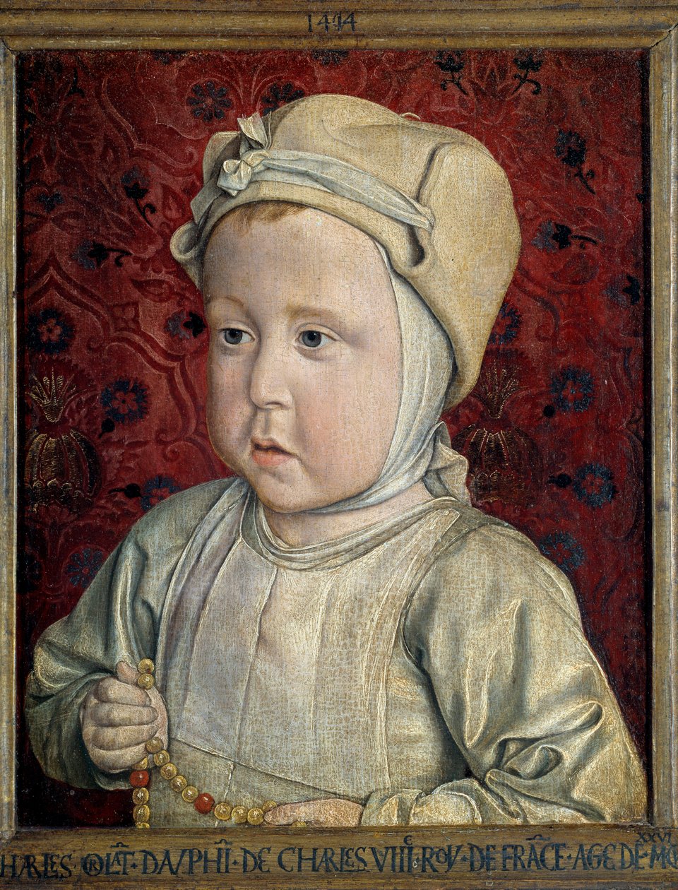 Portrett av delfinen Charles Orlant (1492-1495) sønn av Charles VIII (1470-1498) og Anne av Bretagne Maleri av Jean Hey (1450-1505) kalt mester i Moulins 1494. Søn. 0,28x0,23 m Paris. Musee du Louvre - Portrett av Dauphin Charles Orlant (14 av Jean Hey