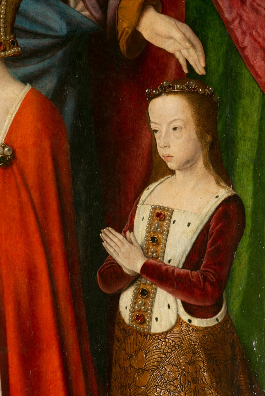 Suzanne de Bourbon, detalj. Triptyk av mesteren av Moulins av Jean Hey
