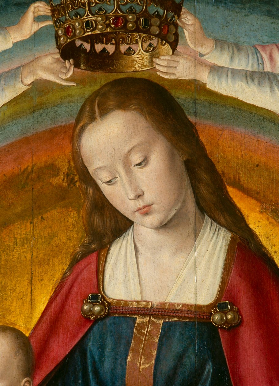 Jomfruen, detalj. Triptych av mesteren av Moulins av Jean Hey