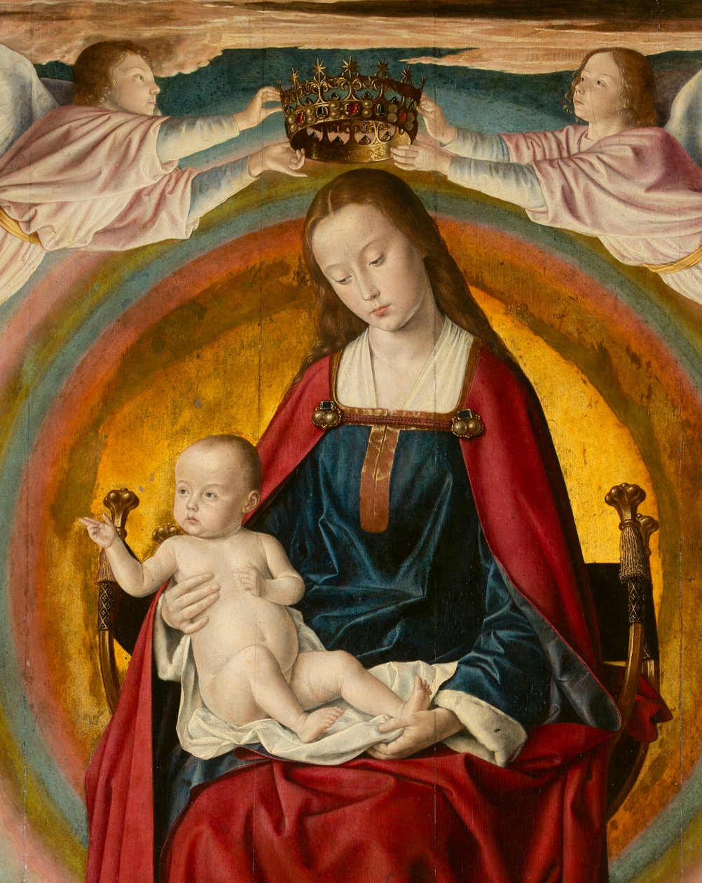 The Virgin in Glory, detalj. Triptyk av mesteren av Moulins av Jean Hey
