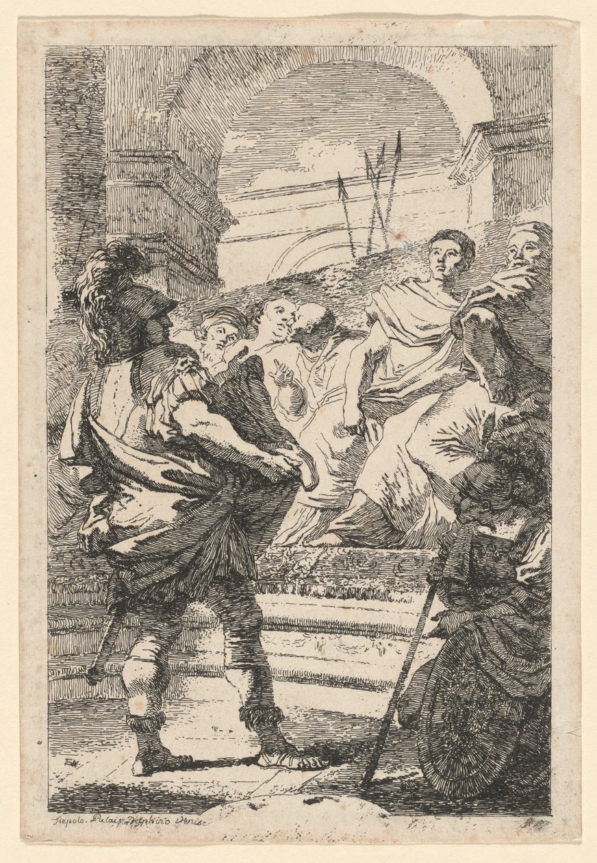 Mucius Scaevola av Jean Honoré Fragonard after Giovanni Battista Tiepolo