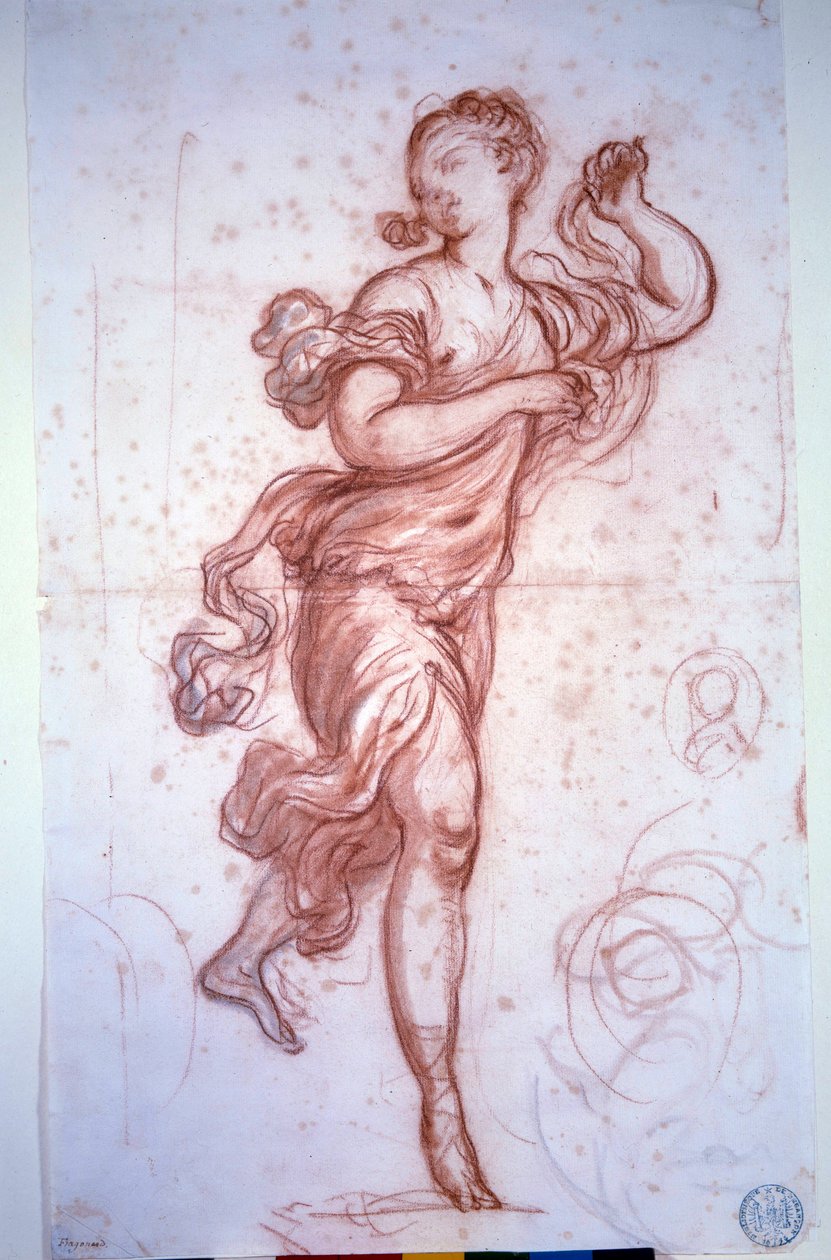Danser kledd i den antikke Drawing a la sanguine av Jean Honore Fragonard av Jean Honore Fragonard